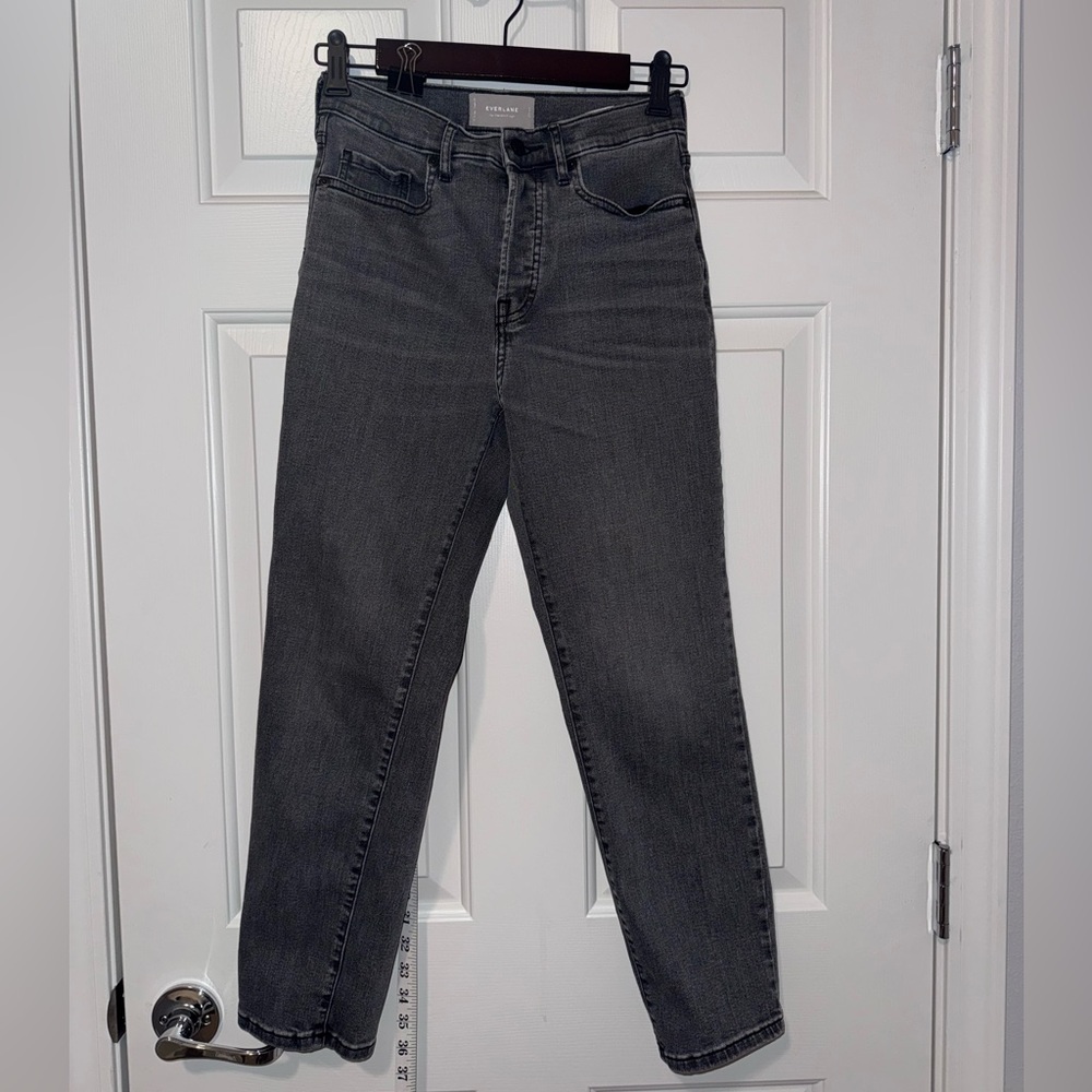Everlane High-Rise Straight Jeans — Washed Charcoal